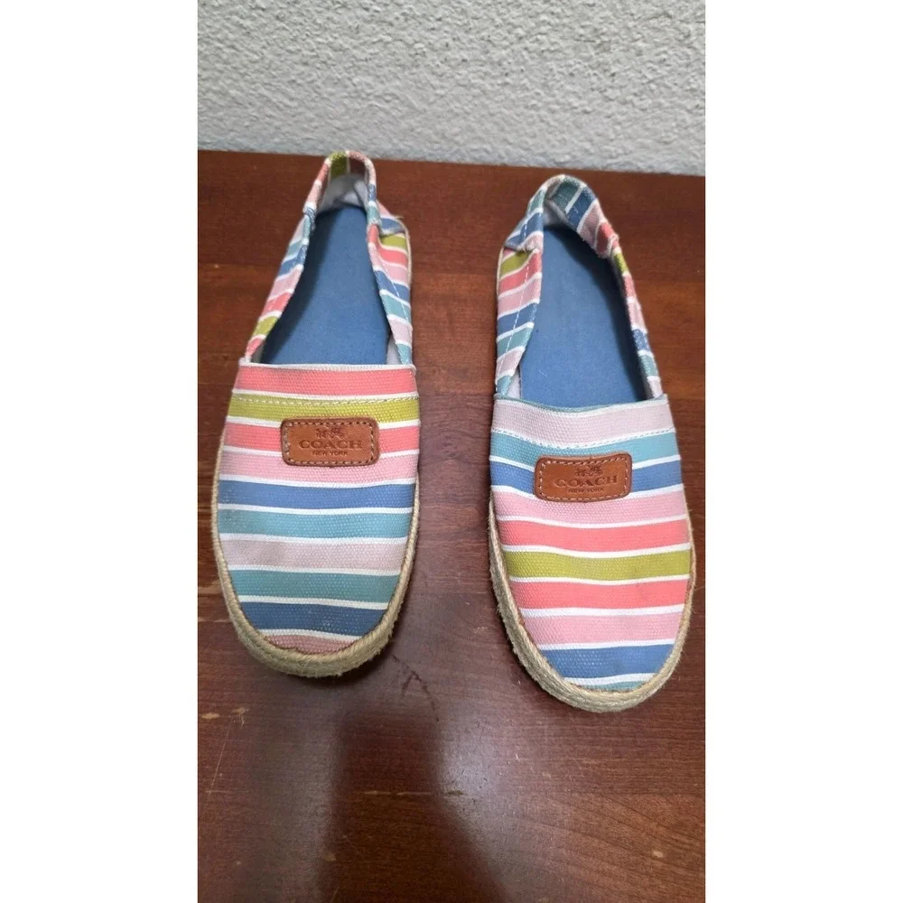 Coach‎ Women's Striped Canvas Espadrilles Slip-On Shoes Multicolor Size 6B